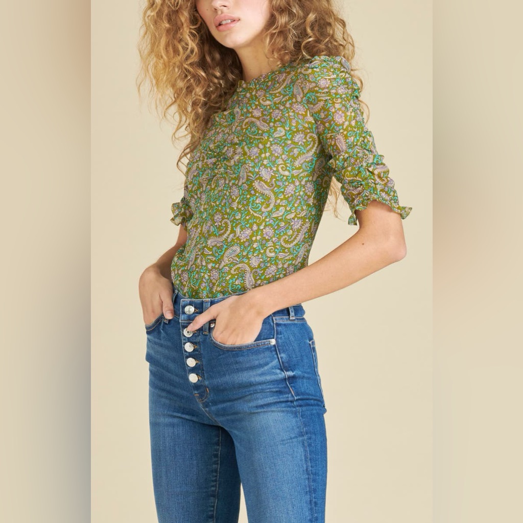 Nwt Veronica Beard Paisley Long Sleeve Silk Blouse